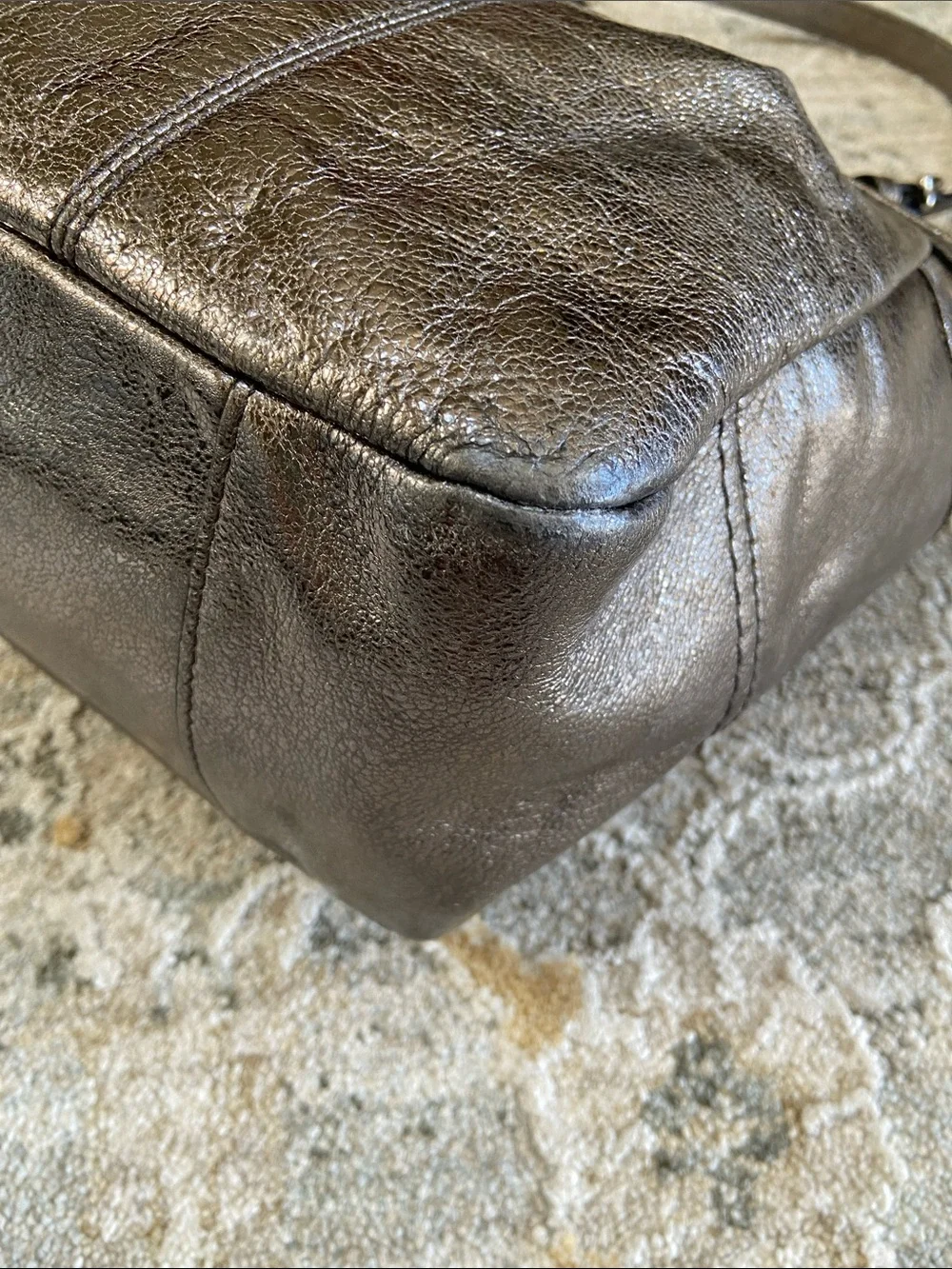 Coach 2011 Metallic Pewter Leather Gallery Tote Bag (F17721)